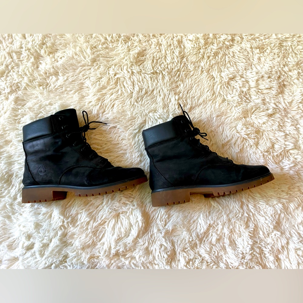 Timberland Jayne 6inch a Lace Up Waterproof Boots Black Leather Nubuck size 9